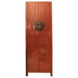 Chinese Red Lacquered Elm Tall Cabinet Chinese Red Lacquered Elm Tall Cabinet
