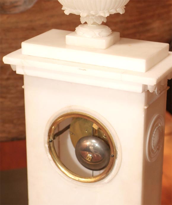 A French Empire  Alabaster Eight-Day Mantel Clock 1