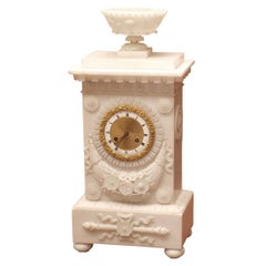 A French Empire  Alabaster Eight-Day Mantel Clock