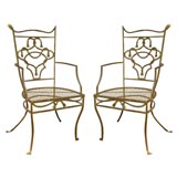 Set of Four French Iron Chairs