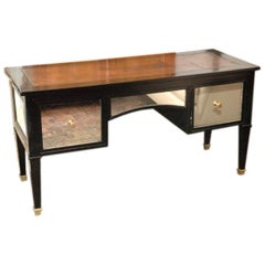 Black lacquer and mirror desk in the style of Adnet