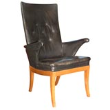 Black Leather Rightback Easy Chair by Fritz Henningsen