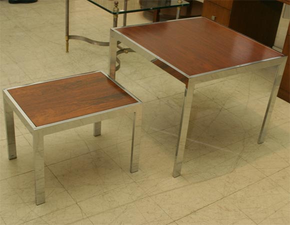 Chrome and rosewood tables