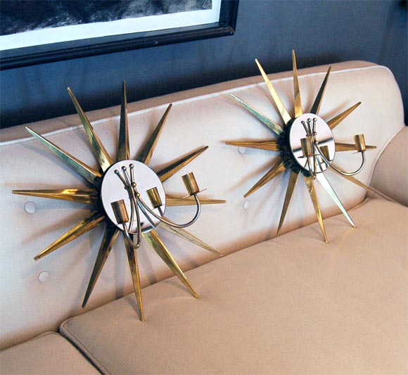 Mid-20th Century Striking Starburst Sconces