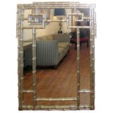 Large oriental Mirror with Faux Bamboo Carved Frame