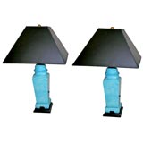 Pair of Turquoise oriental lamps