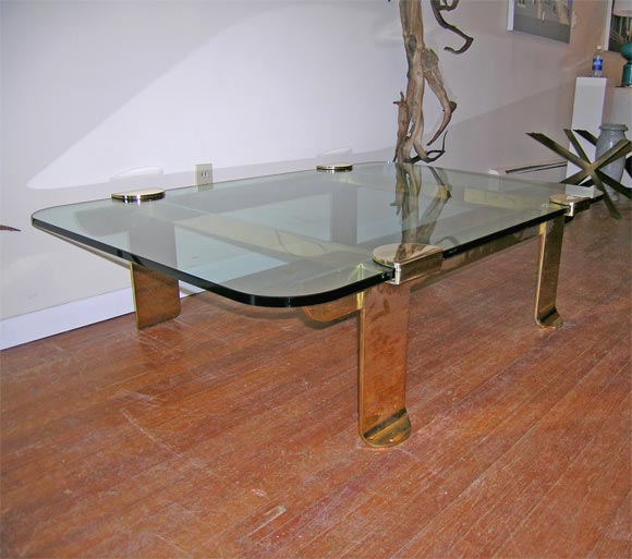 Large Brass and Glass Coffee Table