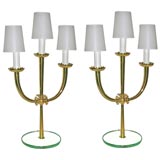 Pair of Three Arm Candelabra Form Table Lamps