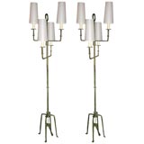 Pair of Four Light Iron Floor Lamps by Tommi Parzinger