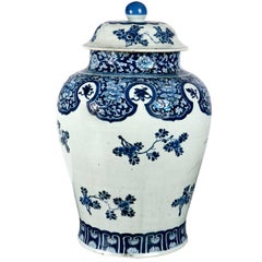 Antique Chien Lung Chinese Blue and White Temple Jar