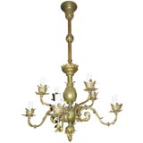 Pair of Bronze Doree Eight Light Chandeliers