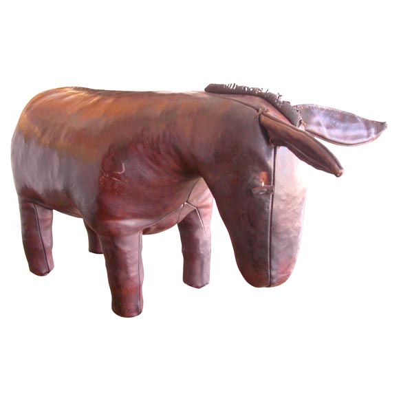 Abercrombie and Fitch 1960's leather donkey foot stool at 1stDibs