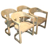Set of 4 "Onassis Chairs" in Lacquered Goatskin by Karl Springer