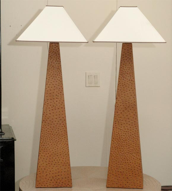 Ostrich Embossed Leather Lamp