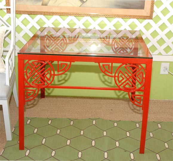 American Red Chinoiserie Garden Table