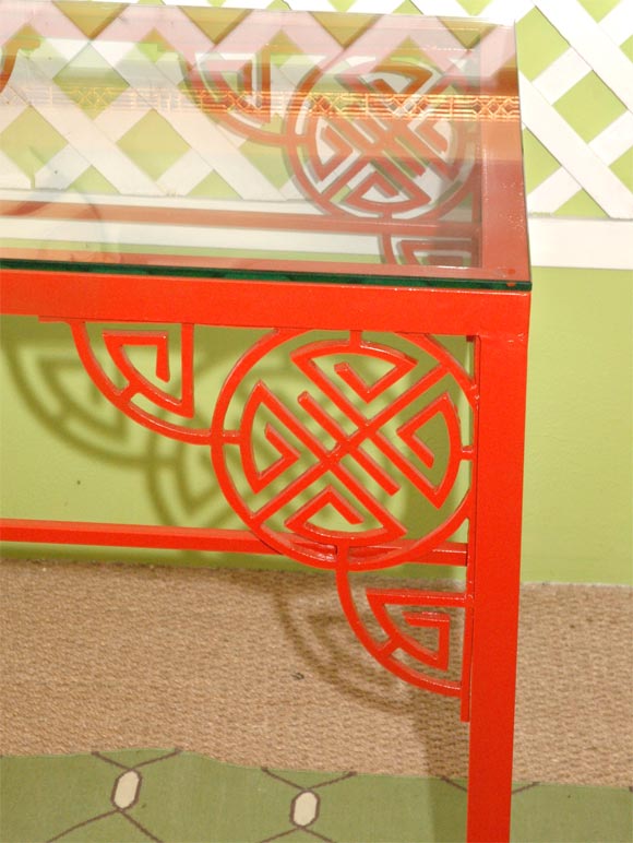 Red Chinoiserie Garden Table In Good Condition In West Hollywood, CA