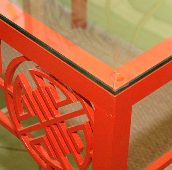 Mid-20th Century Red Chinoiserie Garden Table