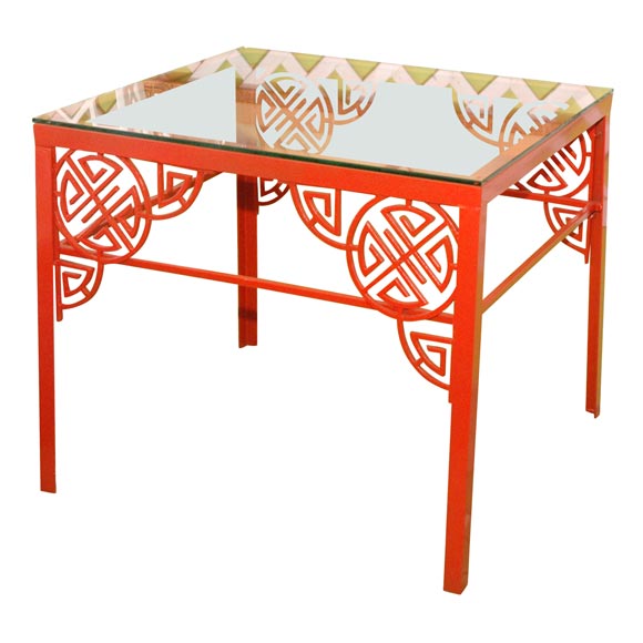 Red Chinoiserie Garden Table