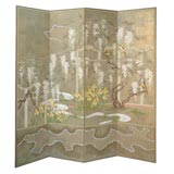 A 4-Panel Hand Decorated Folding Screen by Robert Crowder