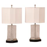 A Beautiful Pair of Cut Crystal and Nickel Plated Table Lamps