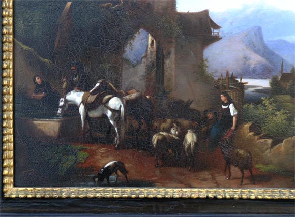 Early 19th Century Painting on Copper of a Tyrolean Scene with Ruin For Sale 1