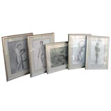 Set of 5 Drawings of Academic Nudes