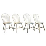 SET OF FOUR EARLY 20THC ORIGINAL WHITE PAINTED WINDSOR CHAIRS