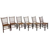 SET OF SIX SIGNED OLD HICKORY CHAIRS WITH ORIGINAL WOVEN SEATS