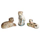 19THC ORIGINAL PAINTED REDWARE DOGS FROM NEW ENGLAND