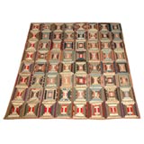 19THC EARLY WOOL LOG CABIN QUILT FROM PENNSYLVANIA