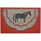 Red and Black Hooked Horse Rug