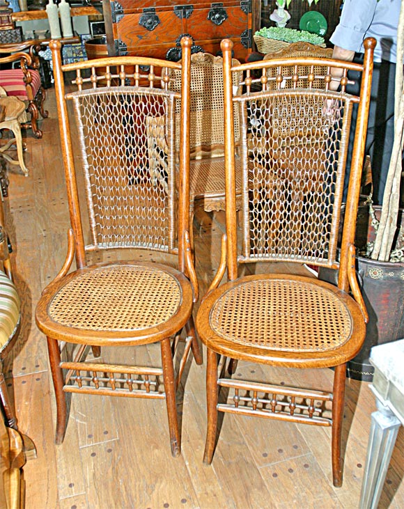 Pair of stick and ball Heywood Wakefield side chairs circa 1900