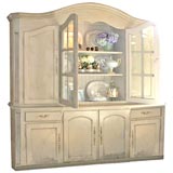 Gustavian Style Glass Front Painted Wood Hutch