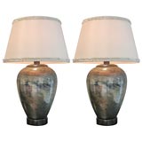 Vintage Pair of large glass lamps