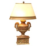 Urn Shaped Wood Carved Table Lamp