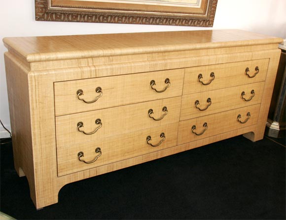 A Raffia-Wrapped 6-Drawer Dresser attributed to Karl Springer