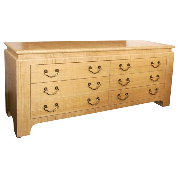 A Raffia-Wrapped 6-Drawer Dresser attributed to Karl Springer at 1stDibs