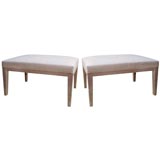 A Pair of Cerused Oak Benches from the Estate of Randolph Scott