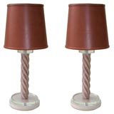 A Pair of French Cerused Oak and Glass Table Lamps