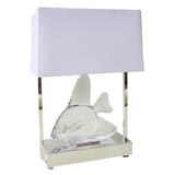Used A "Brentwood" Silverplated Table Lamp & Steuben Crystal Sailfish
