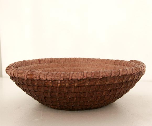 19THC ORIGINAL PAINTED RYE STRAW BASKET
