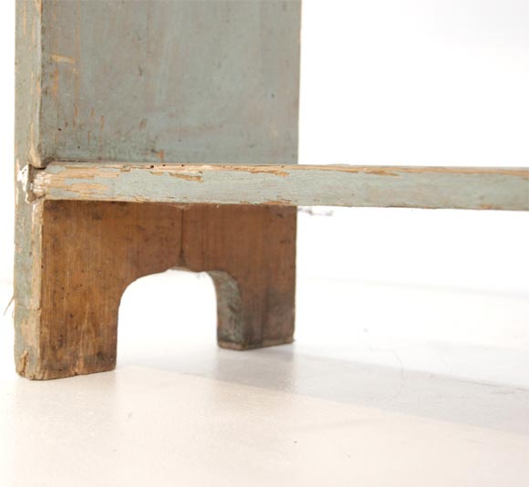 American 19THC ORIGINAL SAGE GREEN PAINTED BUCKET BENCH/SHELF