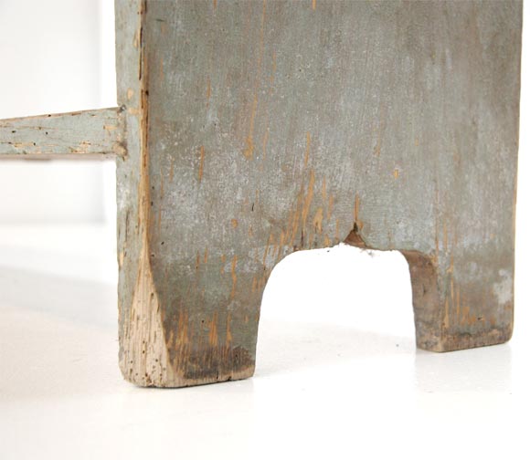 19th Century 19THC ORIGINAL SAGE GREEN PAINTED BUCKET BENCH/SHELF