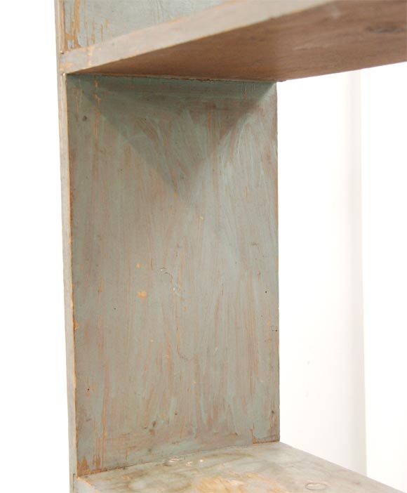 Wood 19THC ORIGINAL SAGE GREEN PAINTED BUCKET BENCH/SHELF