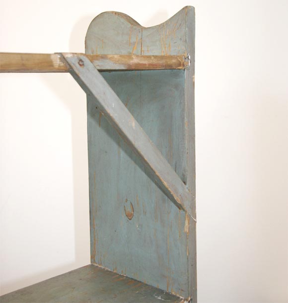 19THC ORIGINAL SAGE GREEN PAINTED BUCKET BENCH/SHELF 2