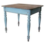 19THC ORIGINAL BLUE WORK TABLE
