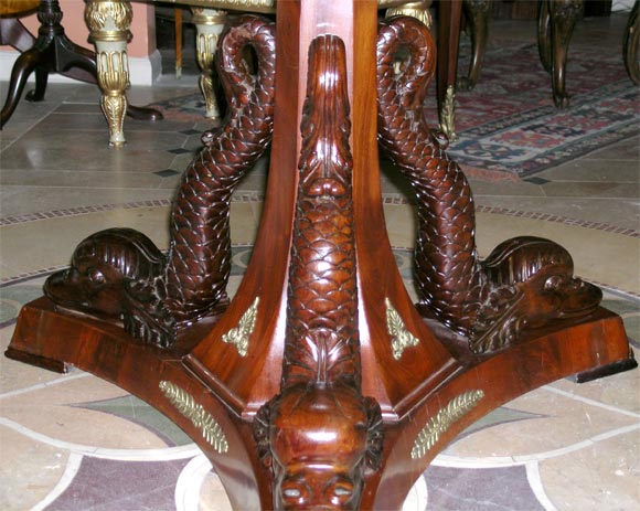 19th Century Empire Marble-Top Center Table