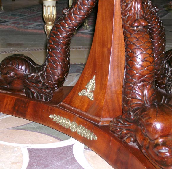 Mahogany Empire Marble-Top Center Table For Sale
