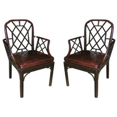 Pair of George III Mahogany Cockpen Armchairs