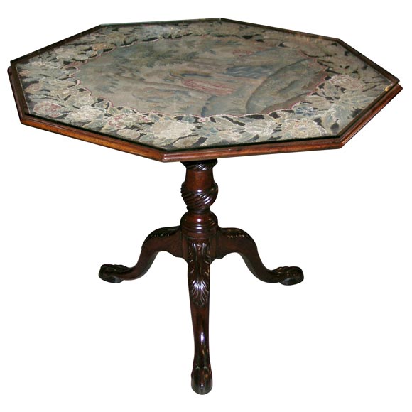 Rare Octagonal Petit Point Table